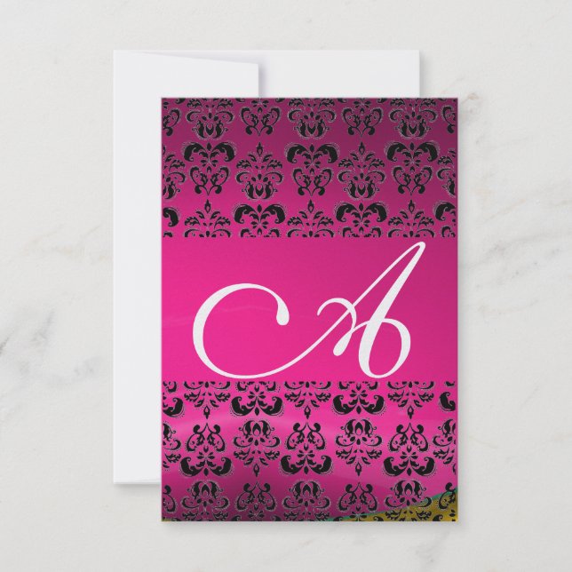DAMASK GEM MONOGRAM pink rsvp ice Invitation (Front)
