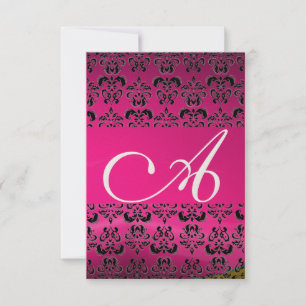 DAMASK GEM MONOGRAM pink rsvp Invitation