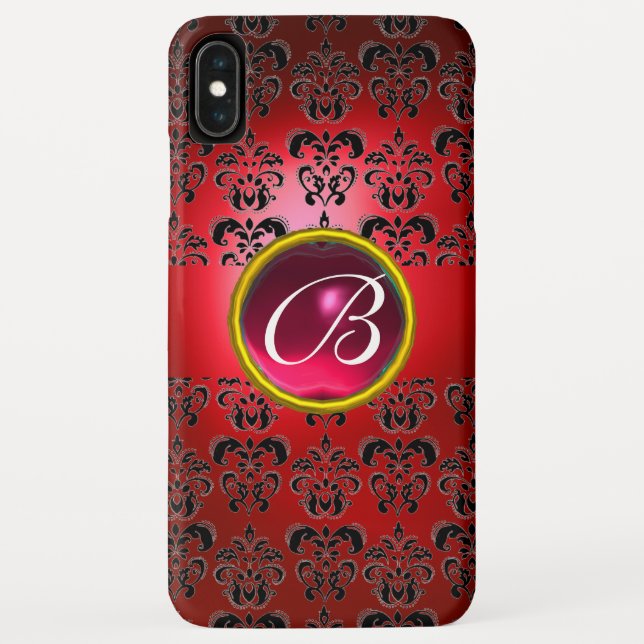 DAMASK GEM MONOGRAM red black orange Case-Mate iPhone Case (Back)
