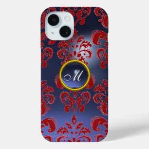 DAMASK GEM MONOGRAM red purple dark iPhone 15 Case