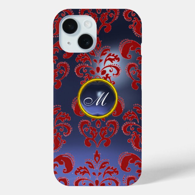 DAMASK GEM MONOGRAM red purple dark Case-Mate iPhone Case (Back)