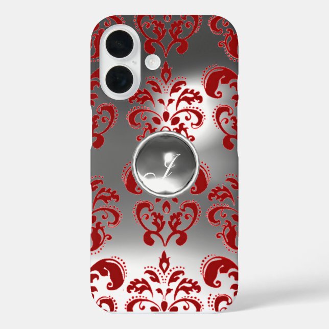 DAMASK GEM MONOGRAM red white Case-Mate iPhone Case (Back)