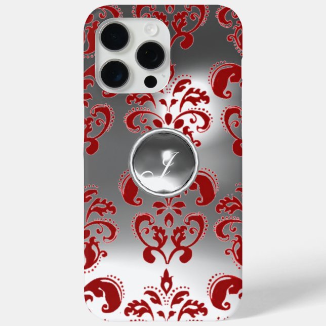 DAMASK GEM MONOGRAM red white Case-Mate iPhone Case (Back)