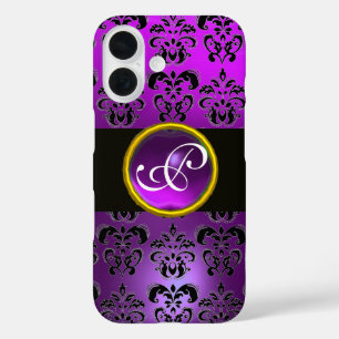 DAMASK GEM MONOGRAM Violet  Purple Amethyst iPhone 16 Case