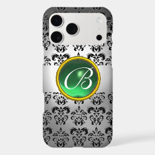 DAMASK GEM MONOGRAM white black green