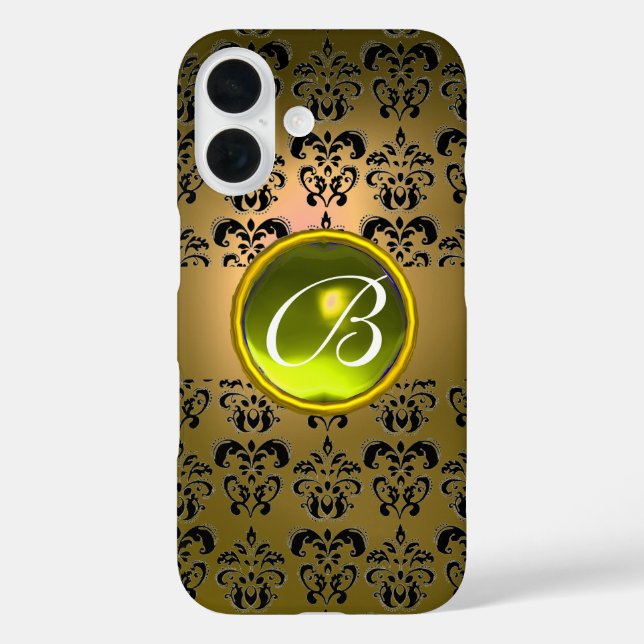 DAMASK GEM MONOGRAM yellow black Case-Mate iPhone Case (Back)