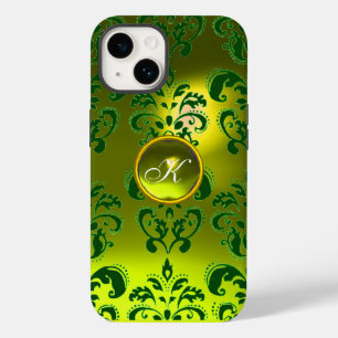 DAMASK GEM MONOGRAM yellow green iPhone Case