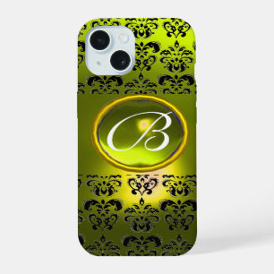 DAMASK GEM MONOGRAM Yellow iPhone 15 Case