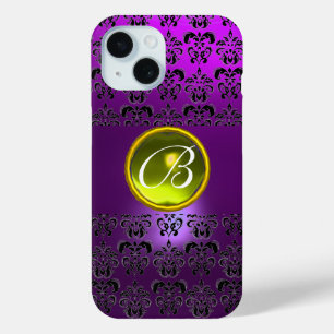 DAMASK GEM MONOGRAM Yellow purple iPhone 15 Case