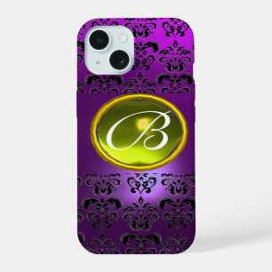 DAMASK GEM MONOGRAM Yellow purple iPhone 15 Case
