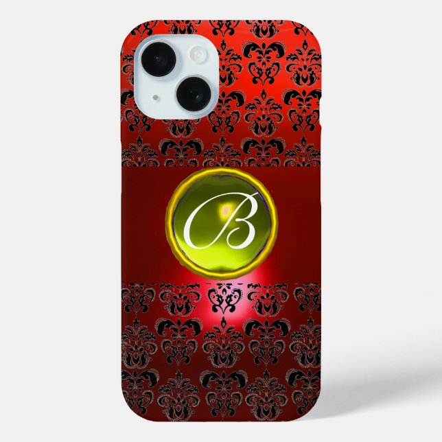 DAMASK GEM MONOGRAM Yellow red Case-Mate iPhone Case (Back)