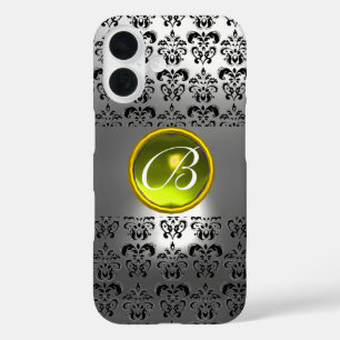 DAMASK GEM MONOGRAM Yellow white crystal iPhone 16 Case