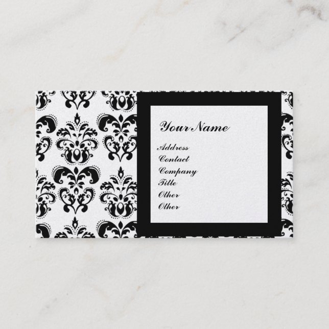 DAMASK GEM STONE MONOGRAM,3 gold Business Card (Front)