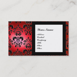 DAMASK GEM STONE MONOGRAM red Business Card