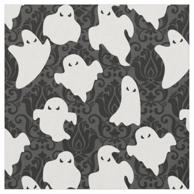 damask ghost halloween paranormal apparition  fabric (Close Up)