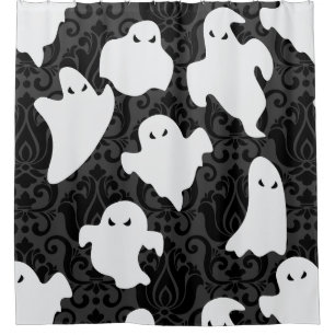 damask ghost halloween paranormal apparition shower curtain