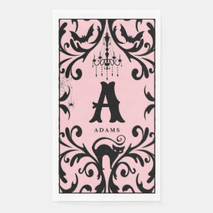 Damask Glam Monogram Halloween  Paper Guest Towels Napkin