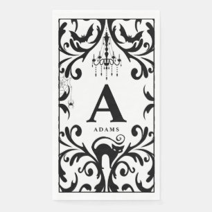 Damask Glam Monogram Halloween  Paper Guest Towels Napkin