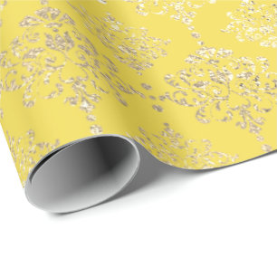 Damask Gold Faux Royal Metallic Yellow Wrapping Paper