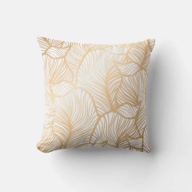 Damask Gold Floral Pattern Cushion (Front)