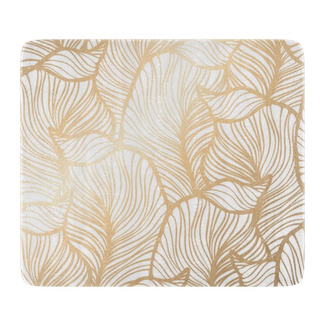 Damask Gold Floral Pattern Cutting Board (Front)