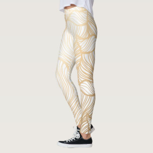 Damask Gold Floral Pattern Leggings