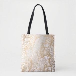 Damask Gold Floral Pattern Tote Bag