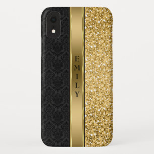 Damask & Gold Glitter iPhone XR Case