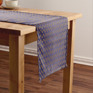 Damask Gold on Royal Blue Short Table Runner
