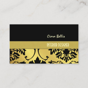 Damask / gold tone+black business card