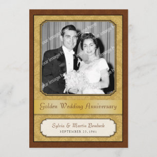 Damask Golden 50th Anniversary Party Invitation