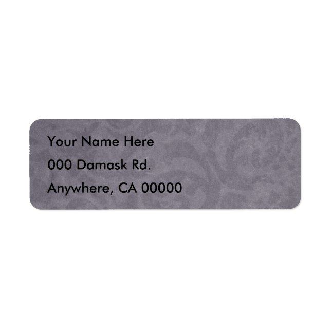 Damask Gothic Purple Stone Scrolls Return Address Label (Front)