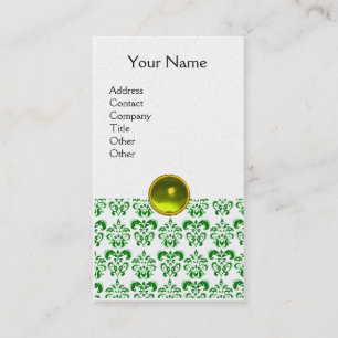 DAMASK GREEN MONOGRAM gem yellow platinum Business Card