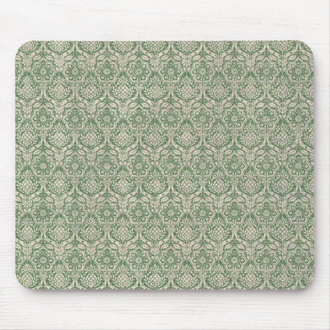 Damask Green Pattern Mouse Pad (Front)