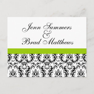 Damask Green Wedding Save the Date Postcards