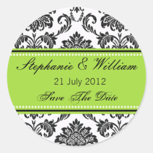 Damask Green Wedding Sticker