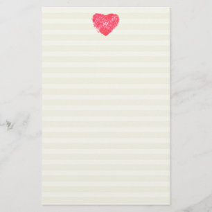 Damask Heart Lined Stationery / Writing Paper