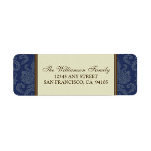 Damask Holiday Return Address Labels (navy)