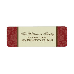 Damask Holiday Return Address Labels (red)