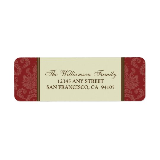 Damask Holiday Return Address Labels (red)