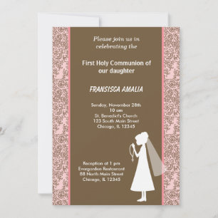 Damask Holy Communion Invitation
