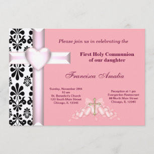 Damask Holy Communion Invitation