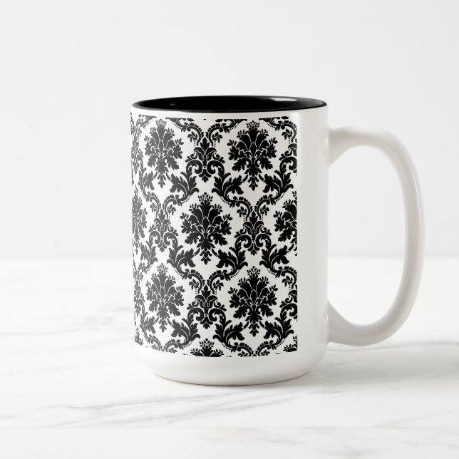 Damask home decor Two-Tone coffee mug (Right)