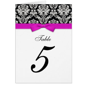 Damask Hot Pink Bow Table Seating Number