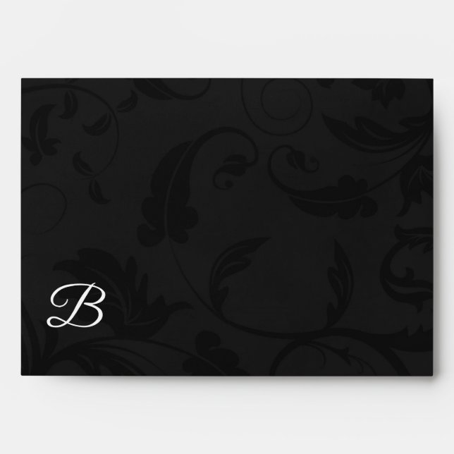 Damask in Black and Silver with Monogram Envelope (Front)