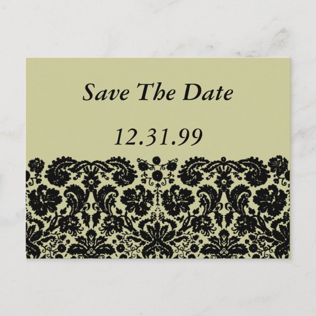 Damask In Black Announcement Postcard (Front)