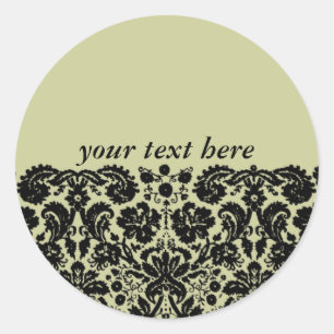 Damask In Black Classic Round Sticker