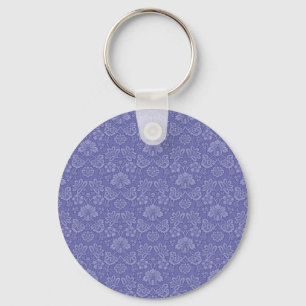 Damask in Blue Key Ring