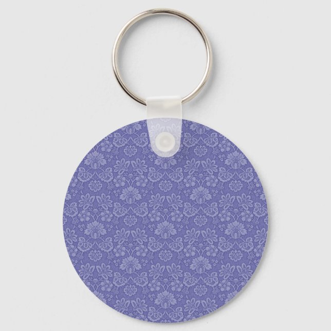 Damask in Blue Key Ring (Front)