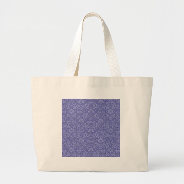 Damask in Blue Large Tote Bag (Front)